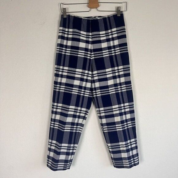 Vintage 70s Blue & White Plaid Button Down Jacket & Straight Leg Pant Set Small - Picture 4 of 12